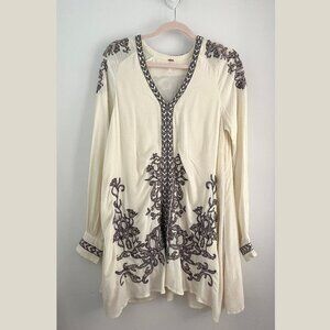 Free People Hearts in Heaven Embroidered Dress Tunic Small